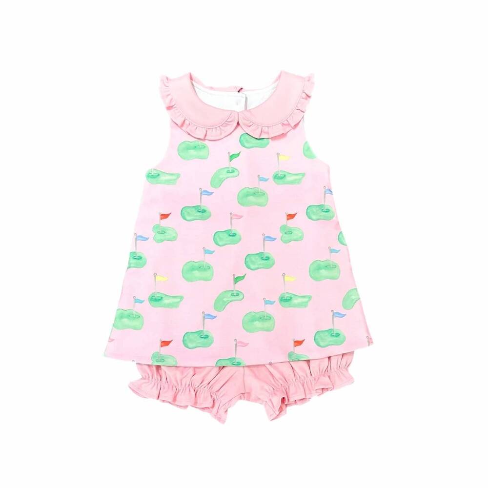 NEW JAMES & LOTTIE girls putt-er up knit maisy bloomer set in pink